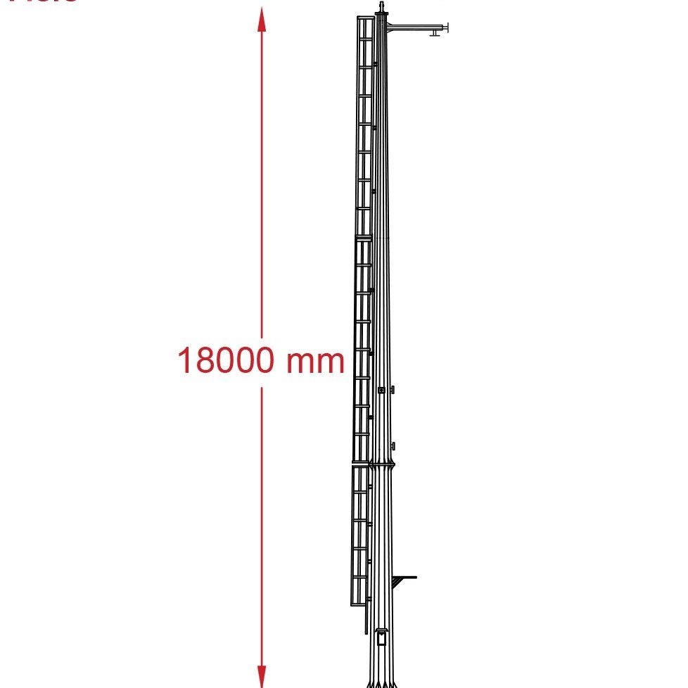 Ek7P2C6OBuJwb8J3 دکل دوربین مداربسته 18 متری با دستک 70 سانتیمتری - تصویر 1